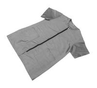 Beaupretty Blouse de Toilettage Imperméable pour Animaux en Polyester Argenté, Manches Courtes avec Fermeture Éclair et Poche, pour Salons de Toilettage et Professionnels