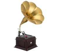 Beaupretty Boîte à Musique Gramophone Rétro en Fer et Résine Mécanisme à Manivelle pour Décoration Vintage de Café et Ambiance Nostalgique la Maison