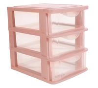 Beaupretty Boîte de Rangement à Tiroirs Transparente à Couches pour Bureau Organisateur Multifonctionnel pour Cosmétiques et Fournitures Petit Meuble de Rangement de Bureau Rose