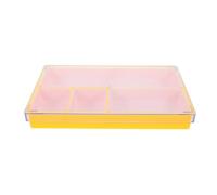 Beaupretty Boîte de Rangement pour Montres Couvercle Transparent en Plastique Jaune, Compartiments Multiples pour Pièces Détachées, pour Atelier d'Horlogerie et Réparation