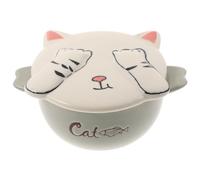 Beaupretty Bol Céramique avec Anses pour Garçon Fille Bol à Soupe et Déjeuner Incassable Design Mignon Gris Chat Vaisselle Résistante pour Garçon et Fille Compatible Four et Usage Quotidien