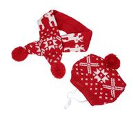 Beaupretty Bonnet et Écharpe de Noël pour Animaux de Compagnie Ensemble 2 Pièces en Tricot Rouge Motif Flocon de Neige et Petit Cerf Taille L Accessoires Festifs pour Chiens Costume de