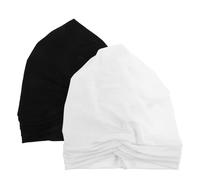 Beaupretty -bonnets Hijab pour Femmes Élastiques Croisement Frontal, Taille Unique, en Tissu Doux Blanc et Noir, Lot de 2 Pièces, pour Cacher les Cheveux et Porter sous Foulard Islamique