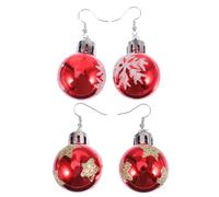 Beaupretty Boucles D’Oreilles Pendantes Noël 2 Paires Boules de Noël Colorées Légères Indéformables Accessoires Femme pour Fêtes de Fin D’Année Présent