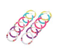 Beaupretty Boucles D'oreilles Créoles Bohèmes En Argile Polymère Colorée Légères Ouvertes Pour Femme Usage Quotidien Lot De 6 Paires Multicolores