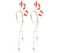 Beaupretty Boucles Oreilles à Clip avec Strass et Pompons pour Femmes Style Féerique Longues Boucles Oreilles Pendantes sans Perçage pour Mariages et Fêtes