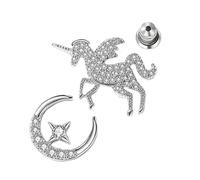 Beaupretty Boucles Oreilles Licorne Et Lune Asymétriques Pendentifs Créatifs Argent Bijoux Pour Femme Et Fille