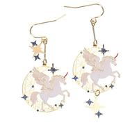 Beaupretty Boucles Oreilles Pendantes Licorne Asymétriques Bijoux Oreilles Créatifs Pour Fille Décoration Quotidienne