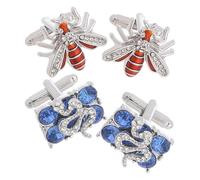 Beaupretty Boutons De Manchette Abeille Et Serpent en Métal, Style Élégant, Accessoires Costume Hommes, pour Chemise Business, Lot De 2 Paires, Design Rectangulaire