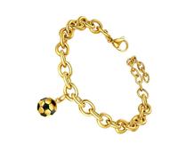 Beaupretty Bracelet Chaîne en Acier Titane Doré Design Punk Football Bracelet Unisexe Décoration de Poignet Créative Accessoire Mode pour Anniversaire et Présent
