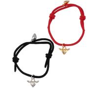 Beaupretty Bracelet Couple en Alliage Motif Cœur Double Couleur Noir et Rouge, 1 Paire, Corde Confortable et Résistante, Bijou pour Hommes et Femmes, Présent pour Amoureux