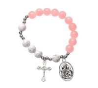 Beaupretty Bracelet Croix Verre Perlé pour Femme Bracelet Chapelet Durable et Élégant Accessoire Religieux Rosace