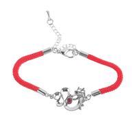 Beaupretty Bracelet De L'année Du Dragon Tressé Rouge En Fil Doux Protection Femme Usage Quotidien Pierres Roses