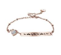 Beaupretty Bracelet en Acier Titane pour Femme, Jonc Ajustable, Finition Rose Gold, Inscription « Not Sisters By Blood But Sisters By Heart », Chaîne de Poignet, Présent pour Amies