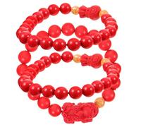 Beaupretty Bracelet Ethnique de Perles de Bouddha Rouge en Pierre Naturelle pour Homme et Femme, 3 Pièces, Bijou Spirituel de Protection et Chance, Présent Saint-valentin, Style Tibétain Ajustable