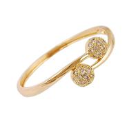 Beaupretty Bracelet Femme Jonc Ouvert Double Perles Croix Manchette Doré Extensible