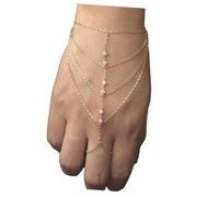 Beaupretty Bracelet Femme Plaqué Doré avec Anneau Intégré Style Bohème à Pampilles Multi-couches Orné de Cristaux Chaîne Élégante pour Poignet Bijou et Confortable pour Occasions Spéciales