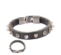 Beaupretty Bracelet Punk En Cuir Rivets Aigus, Style Gothique Unisexe, Cuir Souple Noir, Ajustable, Accessoire Poignet Rock Pour Motards Et Soirées