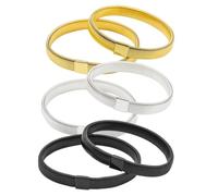 Beaupretty Bracelets Manchette Homme Élastiques à Ressort Vintage Métal Léger Extensible 6 Pièces Noir or Argenté Mode Travail Quotidien