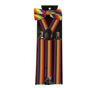 Beaupretty Bretelles Arc-en-ciel Réglables pour Homme, 3 Pièces Nœud Classique Rayé, Accessoires Chic pour Fête et Anniversaire, Maintien Sécurisé et Design Coloré