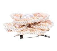 Beaupretty Broche Camélia Fleur Vintage en Tissu Beige Épinglette Perle Simulée pour Vêtements Accessoires Mode Femme pour Chapeaux Vestes et Foulards Élégants Badge de Vêtements