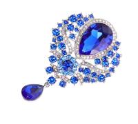 Beaupretty Broche Corsage Broche Fleur Strass De Bal s Pour Dames Goupille D'écharpe Corsages Pour Les Mariages Épingle à Nourrice Strass Suspendue Bleu