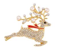 Beaupretty Broche de Noël en Alliage Doré Motif Élan Microserti de Cristaux Accessoire Vestimentaire Léger et Élégant pour Décoration Vêtements Paquet et Écharpes Présent Festif Hiver