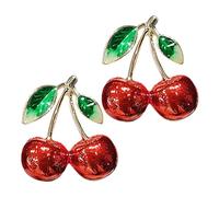 Beaupretty Broche Fruits Cerises en Alliage Solide, Épingles Esthétiques pour Femmes, Accessoire Polyvalent Élégant et Ludique, Lot de 2 pour Chapeaux, Vestes et Tenues Casual, Taille Petite