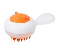 Beaupretty Brosse de Bain pour Animaux de Compagnie Orange, Brosse de Massage en Silicone Souple, Accessoire de Toilettage pour Chiens et Chats, Distributeur de Gel Intégré, Bain Toilettage