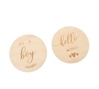 Beaupretty Cartes de Croissance pour Bébé 2 Pièces en Bois Rond Gravé Accessoires pour Photographie de Nourrisson Souvenirs de Moments Importants Présent Naissance