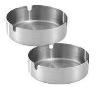 Beaupretty Cendrier Décoratif en Acier Inoxydable Argenté, Léger et Compact Trois Compartiments, pour Salon et Maison, Lot de 2 Pièces