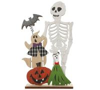 Beaupretty Centre de Table d'halloween en Bois Squelette Humain Simple, Décoration de Bureau pour Fête et Accessoire Photo Original en Bois