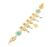 Beaupretty Chaîne de Tête Ethnique en Alliage Doré Turquoise, Bijou de Front Léger et Vintage pour Mariage et Activités Sociales Féminines