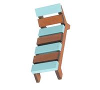Beaupretty Chaise Longue Miniature de Plage Inclinable en Bois Marron et Bleu, Petit Mobilier Décoratif pour Maison de Poupée, Accessoire Miniature de Jardin Féerique pour Jeux et