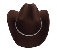 Beaupretty Chapeau de Cow-Boy Occidental Chapeaux Western pour Hommes Chapeau de Jazz à Paillettes Chapeaux Vintage pour Hommes Brun