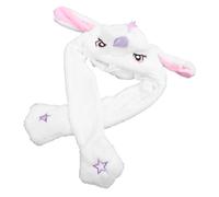 Beaupretty Chapeau Licorne Peluche Blanc Oreilles Mobiles pour Filles et Femmes Accessoire Drôle pour Fête Carnaval et Cosplay