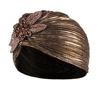 Beaupretty Chapeau Turban Noble à Volants Plissé Doré En Tissu Léger Pour Femme Usage Quotidien Style Délicat Élégante