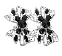 Beaupretty Clips à Chaussures Décoratifs pour Femmes Paire de Clips à Nœud Amovibles en Métal avec Cristaux Accessoires Élégants pour Talons Hauts de Mariage Noirs M2005