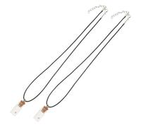 Beaupretty Collier Chrétien Unisexe 2 Pièces Pendentif Fiole en Verre Transparent Graines de Moutarde Naturelles Cordon Cuir PU Noir Bijou Religieux Discret pour Prière et Souvenirs