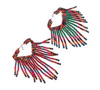 Beaupretty Collier Chunky Perles de Bois Colorées avec Glands pour Femmes Ethnique Africain pour Usage Quotidien Accessoire Chic et Confortable