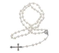 Beaupretty Collier de Chapelet Perles pour Femmes Élégant Collier Religieux avec Croix Accessoire de Prière Mode pour Offrir