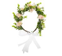 Beaupretty Collier de Mariage pour Chien Couronne de Fleurs 2 Pièces en Tissu Léger Rose Clair, Accessoires pour Chiens à Fleurs pour Cérémonie, Séance Photo et Tenue de Mariage