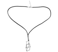 Beaupretty Collier En Cuir Rétro Porte-pendentif Décoratif Suspendu Cordon Porte-pierre Vide Collier Cage Cordon Cordons De Collier De Remplacement Black Métal