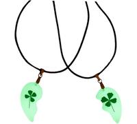 Beaupretty Collier Pendentif Trèfle Lumineux 1 Paire Collier Floral Fleurs Séchées Décoration Suspendue Cou pour Couple Style Naturel Romantique