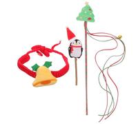 Beaupretty Collier pour Chat en Tricot Cloche Noël Lot de 3 Set de Jouets Pelucheux pour Chaton Bâtonnet à Mâcher Interactif pour Stimulation et Jeu Festif de Noël