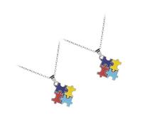 Beaupretty Collier Puzzle de Sensibilisation à L'Autisme 2 Pièces Pendentifs Délicats en Alliage Léger Collier Décoratif Vintage pour Présent et Soutien Autiste