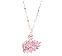 Beaupretty Collier Ras Cou Élégant Zircon Micro-incrusté Pendentif Cygne Rose Doré pour Soirée et Cadeau Spécial