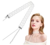 Beaupretty Collier Ras- -cou Femme Dentelle Blanche Double Couche Ajustable Élégant Accessoire de Mode pour Soirée et Tenue Chic