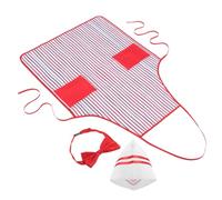 Beaupretty Costume Chef Femme Rayé Rouge et Blanc Tablier et Chapeau Confortable pour Fêtes à Thème Halloween et Réunions Familiales