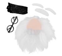 Beaupretty Costume Scientifique Perruque Blanche avec Moustache et Sourcils Réalistes Wig Confortable et Respirante pour Cosplay et Fête Déguisement